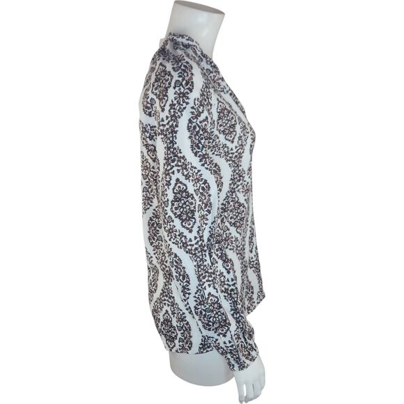 Belle by Kim Gravel Floral Ikat Blouson Sleeve Blouse Hot Fudge XX-Small - Picture 10 of 15